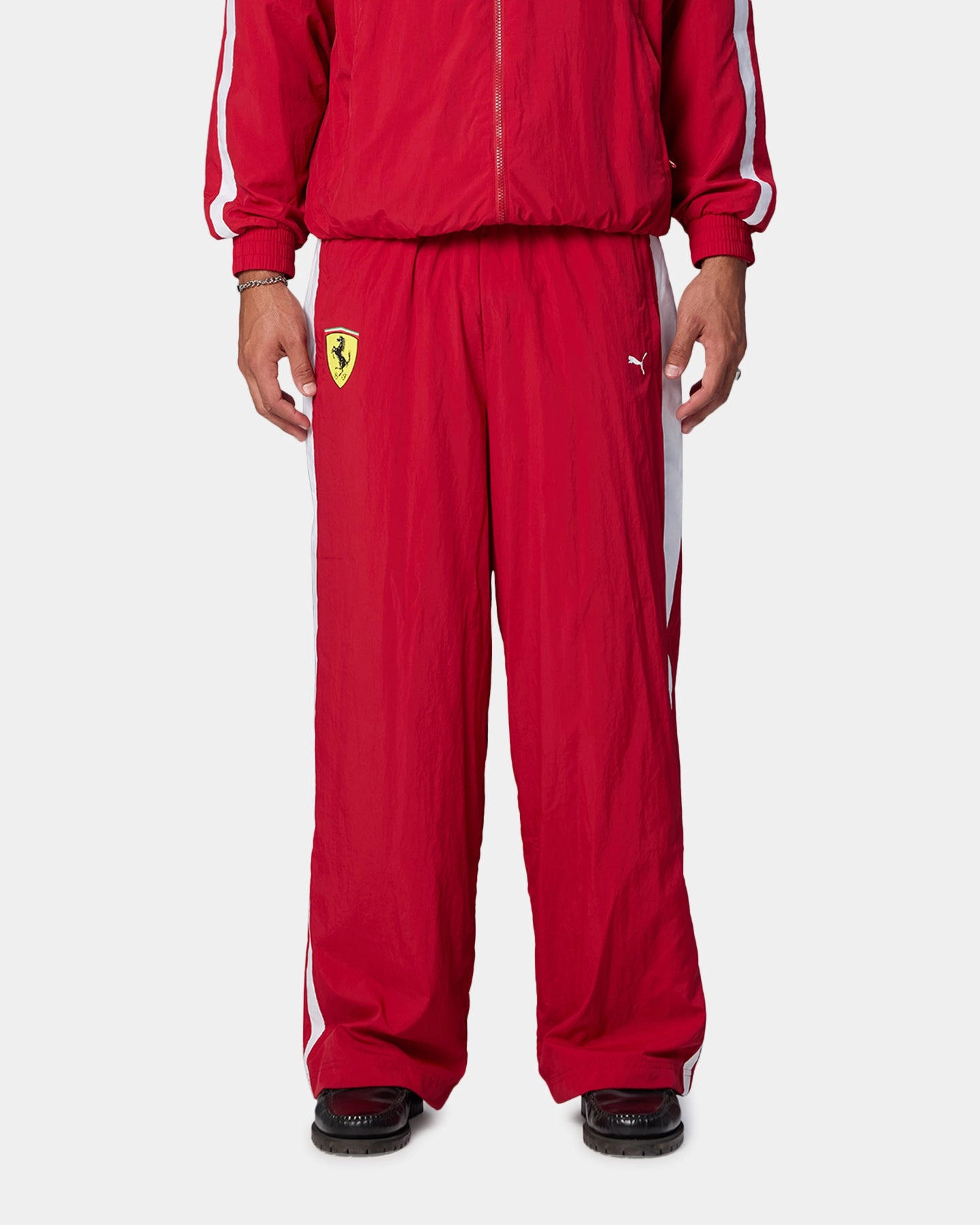 Non Slip Waistband Flat Lock Seams Puma X Scuderia Ferrari Drivers T7 Oversized Pants Cherry