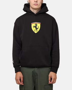 Puma X Scuderia Ferrari Race Big Shield Hoodie Puma Black Multi Panel Construction Winter Outer Layer