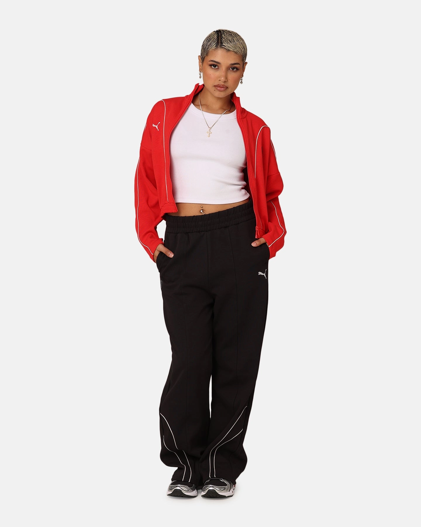 Puma X Scuderia Ferrari Women's Ferrari Style Crewneck Rosso Corsa Sticker