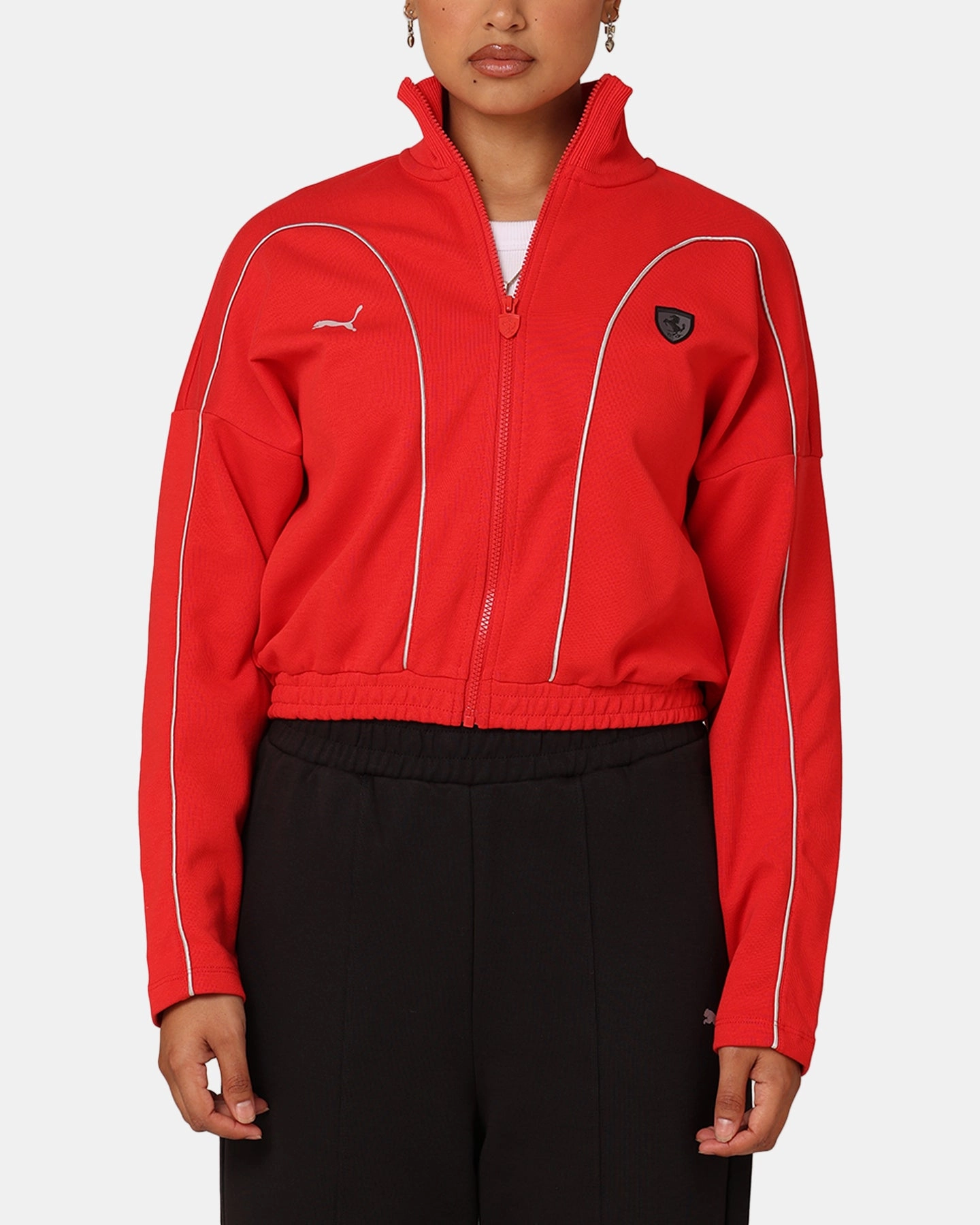 Puma X Scuderia Ferrari Women's Ferrari Style Crewneck Rosso Corsa Sleek Jacket Red