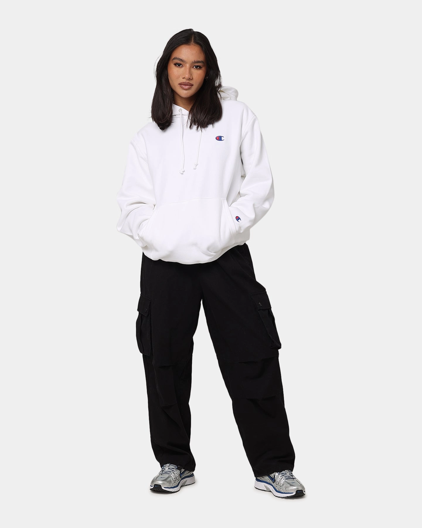 Long Wear All Day Fit Champion Reverse Weave Small C Hoodie White