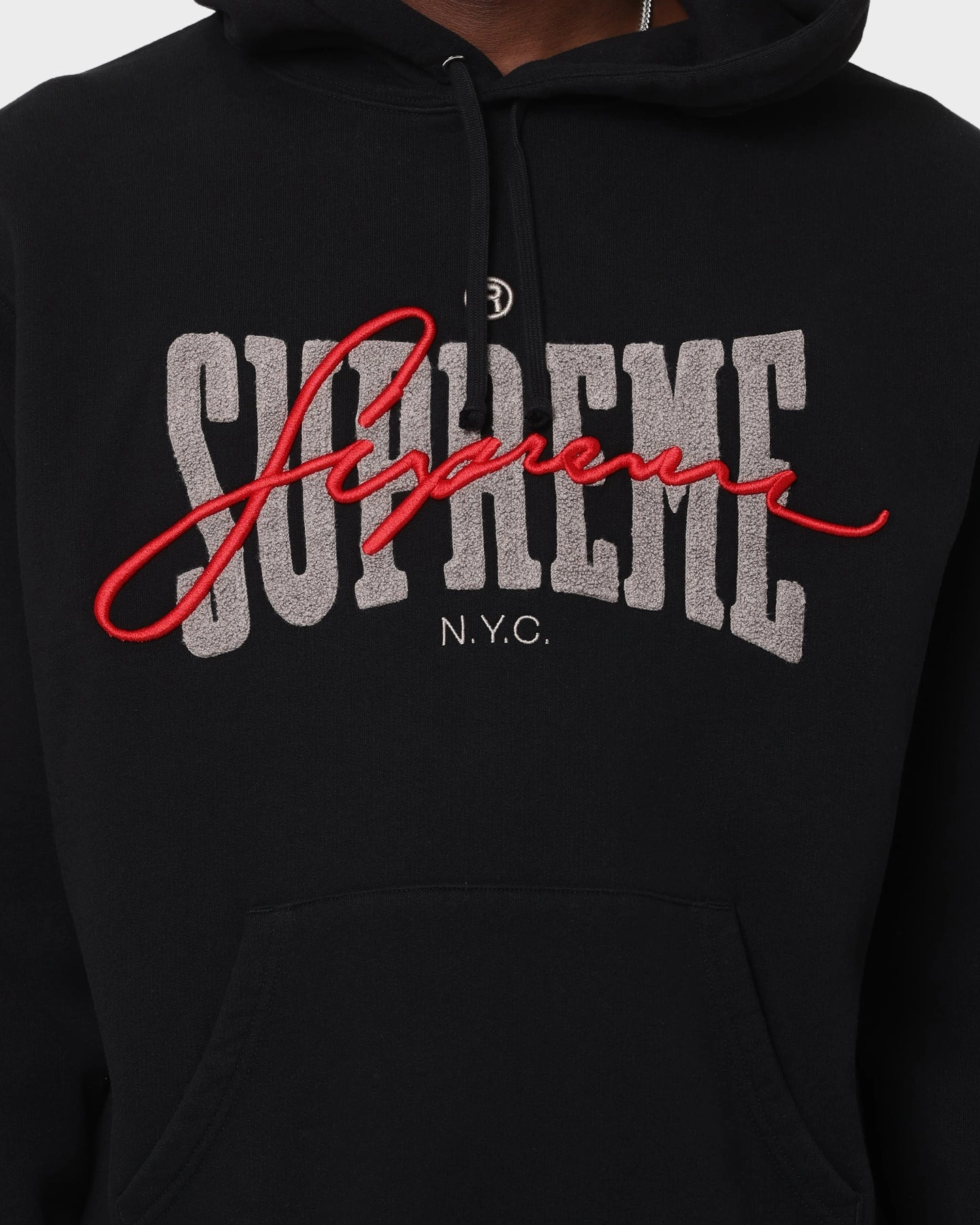 suitable for advertising campaigns Supreme Embroidered Chenille Hoodie Black