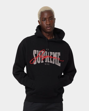 MultiPocketDesign Supreme Embroidered Chenille Hoodie Black