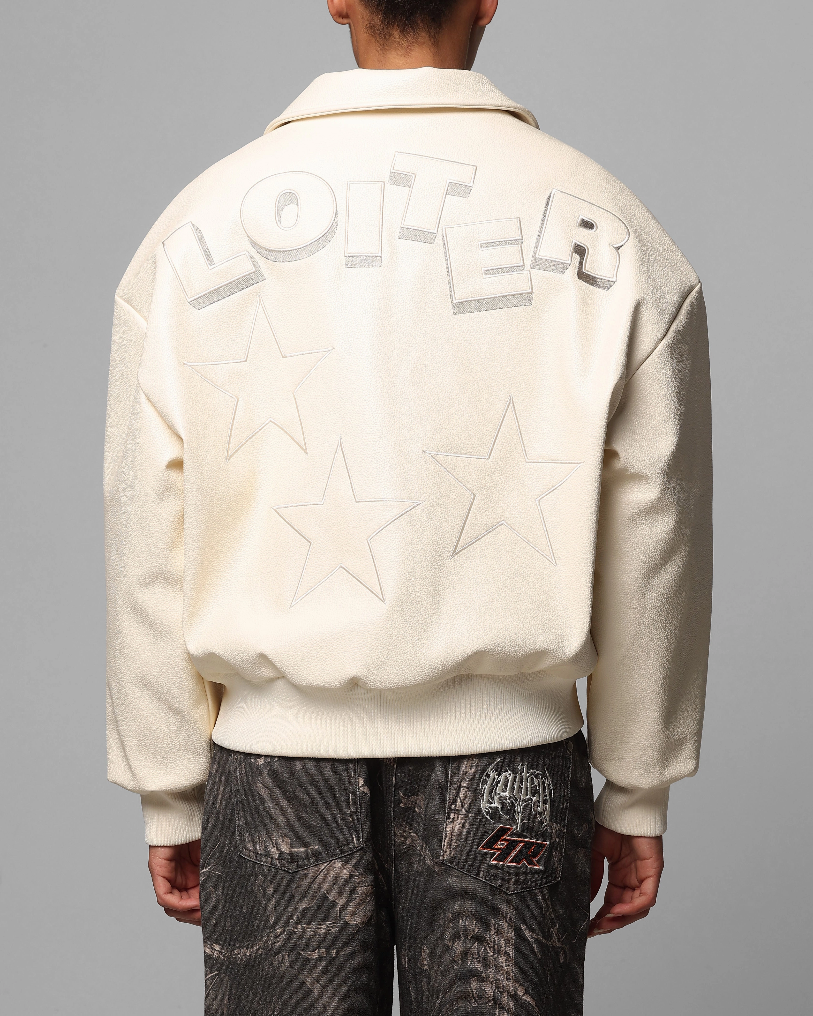 Product Individual-sports Loiter Solar Vegan Leather Varsity Jacket Beige