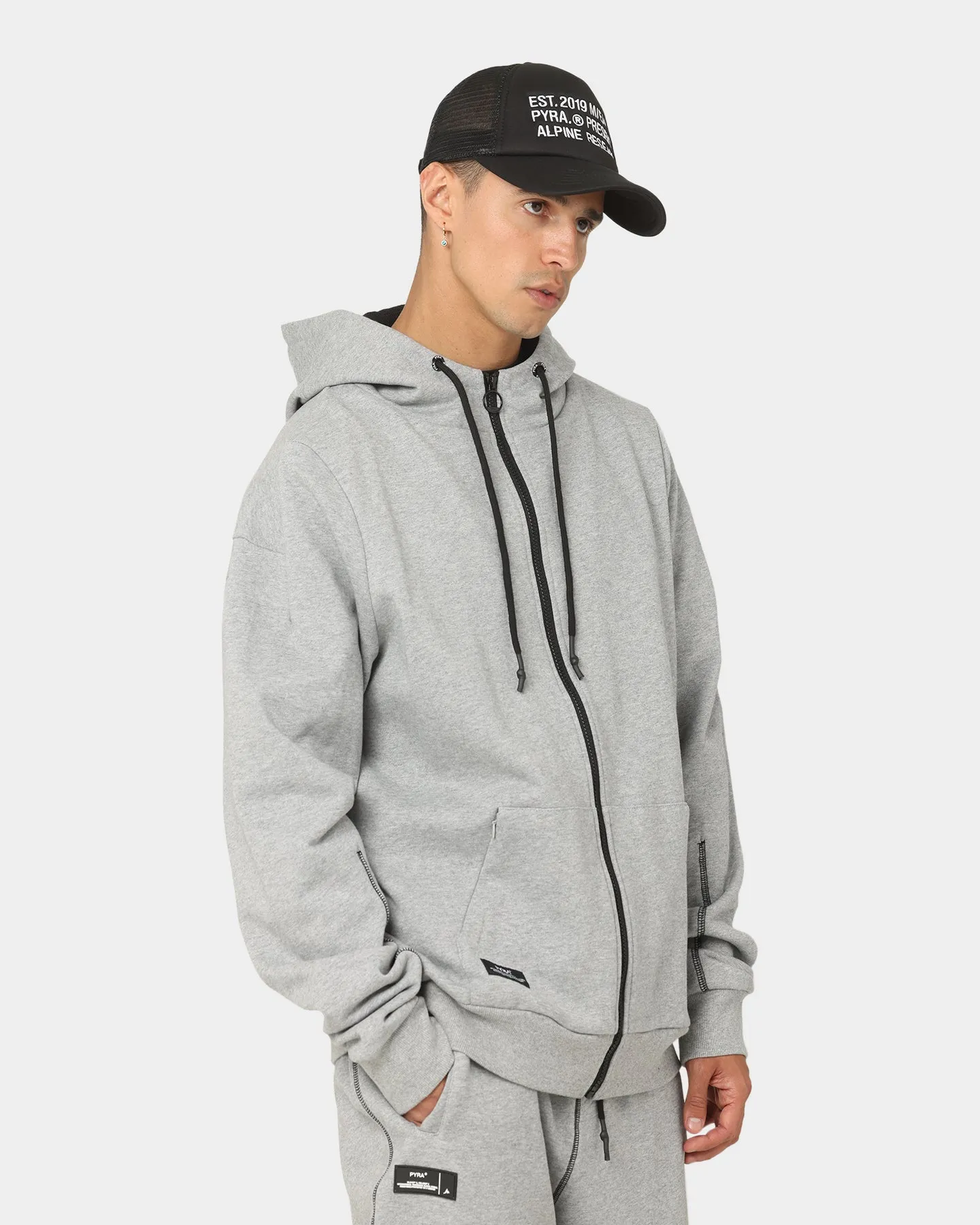 Generic PYRA Zip Through Hoodie Grey Marle