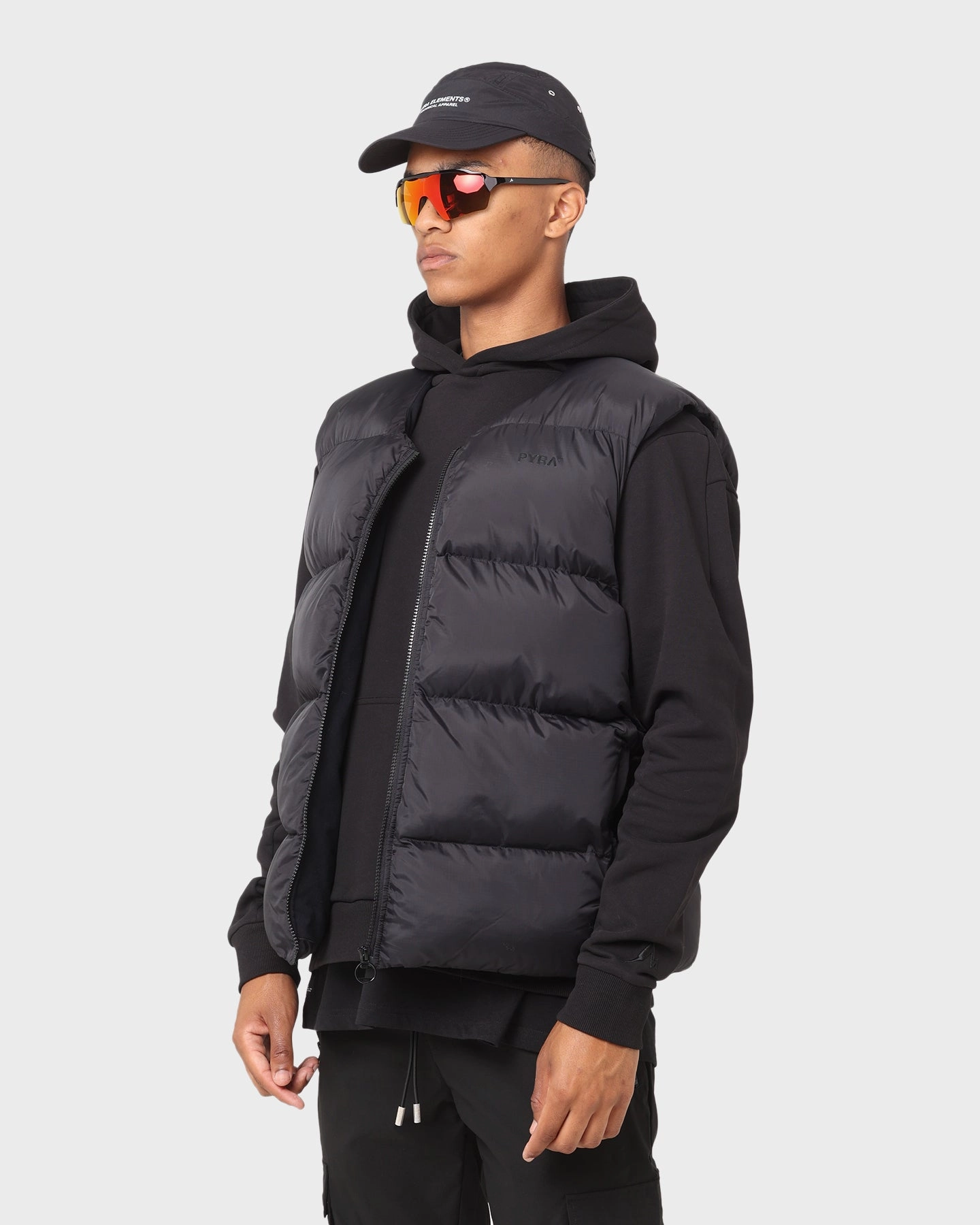 PYRA Gillet Vest Black Stretch Knit Fabric