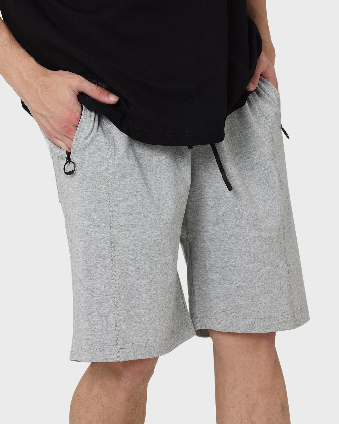 Flexible Hemline rooftop party look PYRA Minds Jersey Shorts Grey Marle