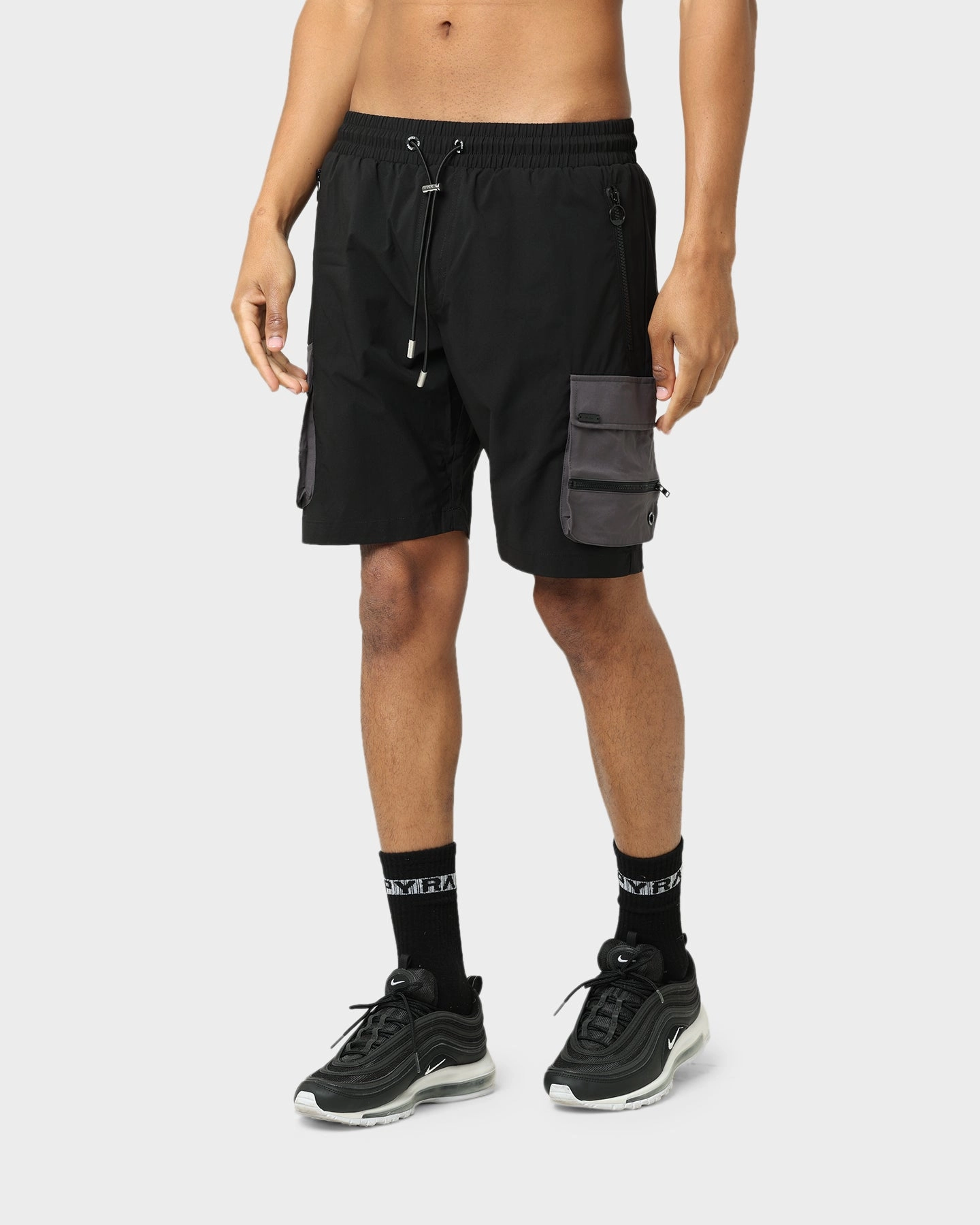 Pyra Nero Cargo Shorts Black Unisex Hand washable