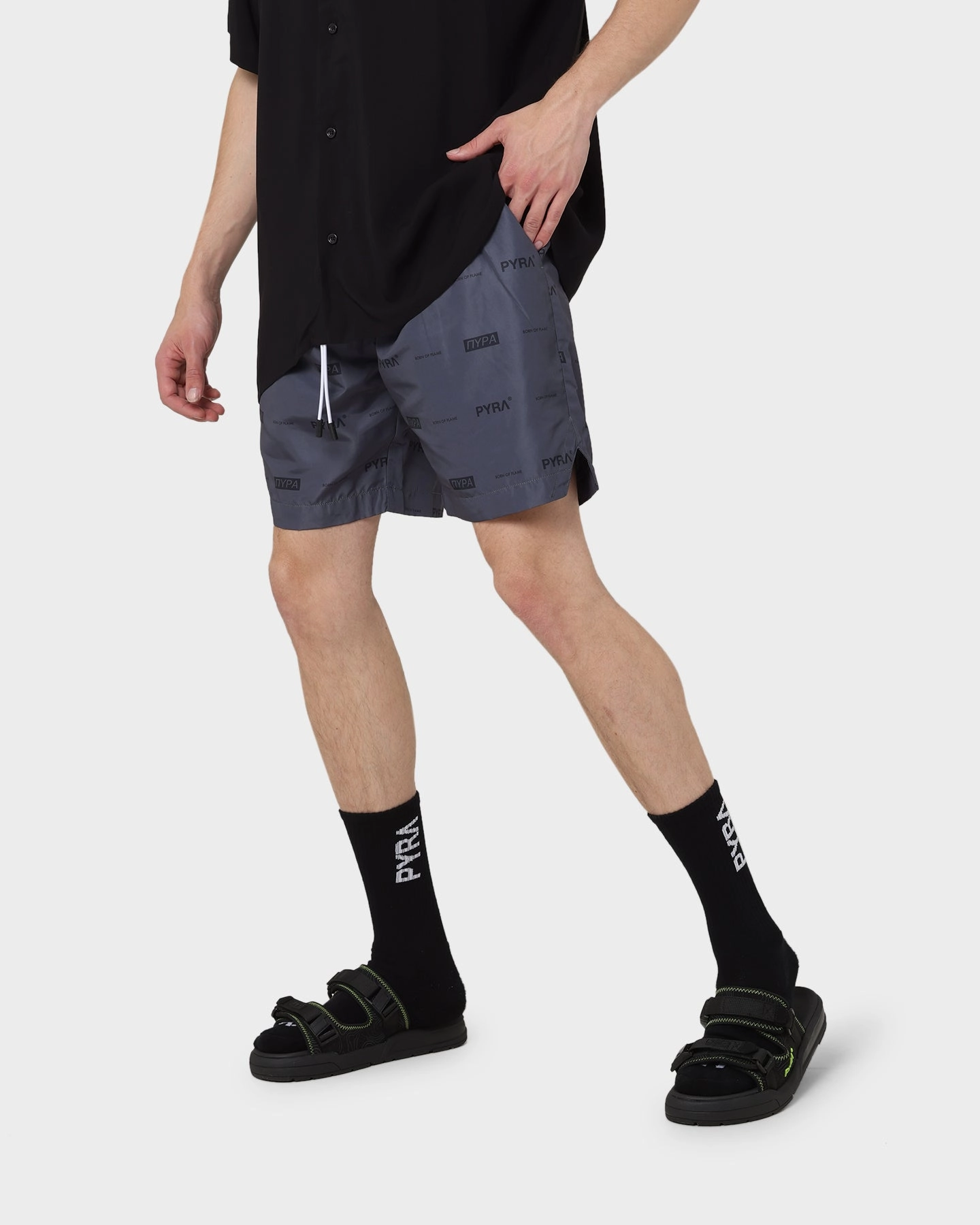 PYRA Parachute Shorts Black/Black Seam Free Construction Compact Packable Design