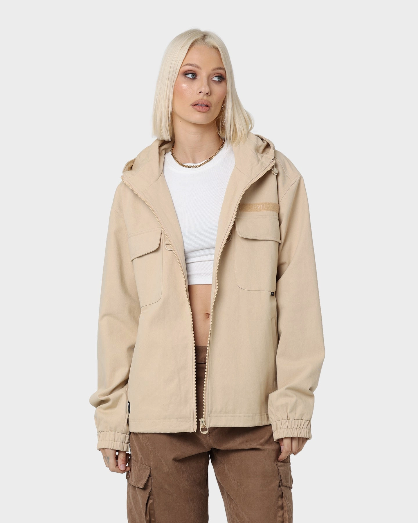 PYRA Soho Cargo Jacket Natural ZipperClosure Weekend Wear