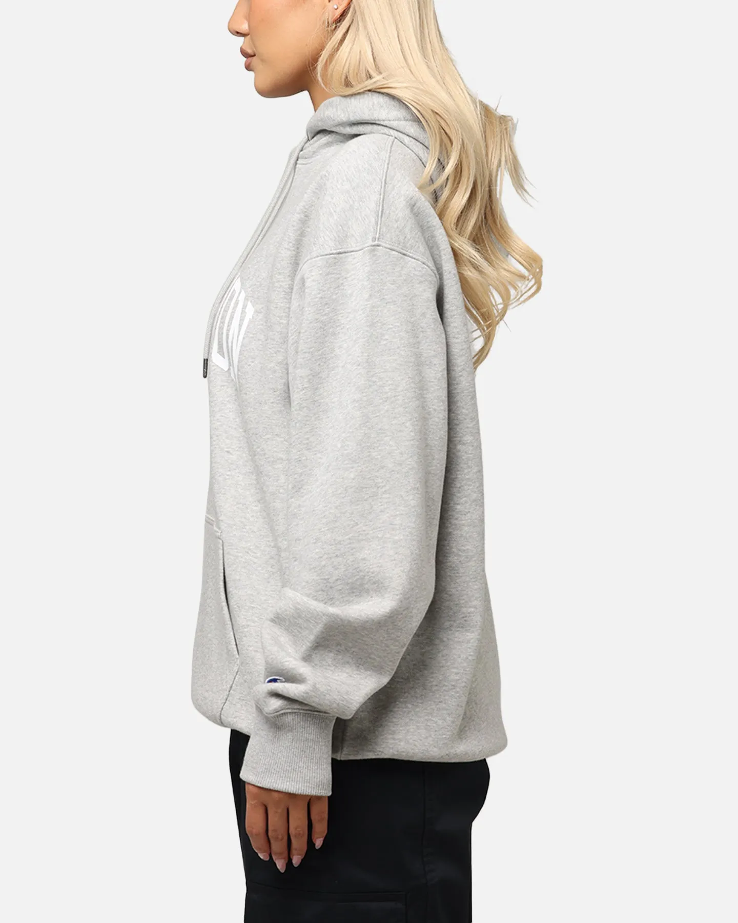 Champion Rochester Graphic Hoodie Grey NonIrritating Tagless Neck White