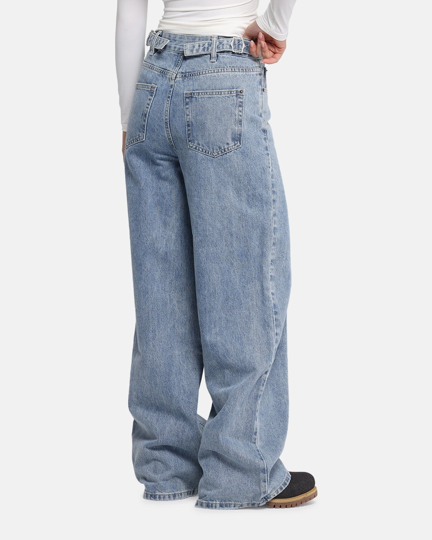 XXIII Women's Wide Leg Jeans Blue Denim Travel Comfort Flexible Fabric