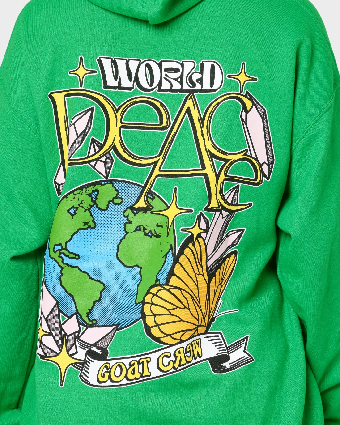 Double Layered Hood Goat Crew World Peace Hoodie Green