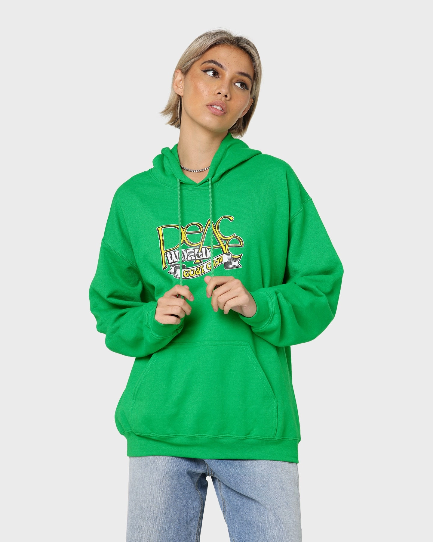 Goat Crew World Peace Hoodie Green work environment