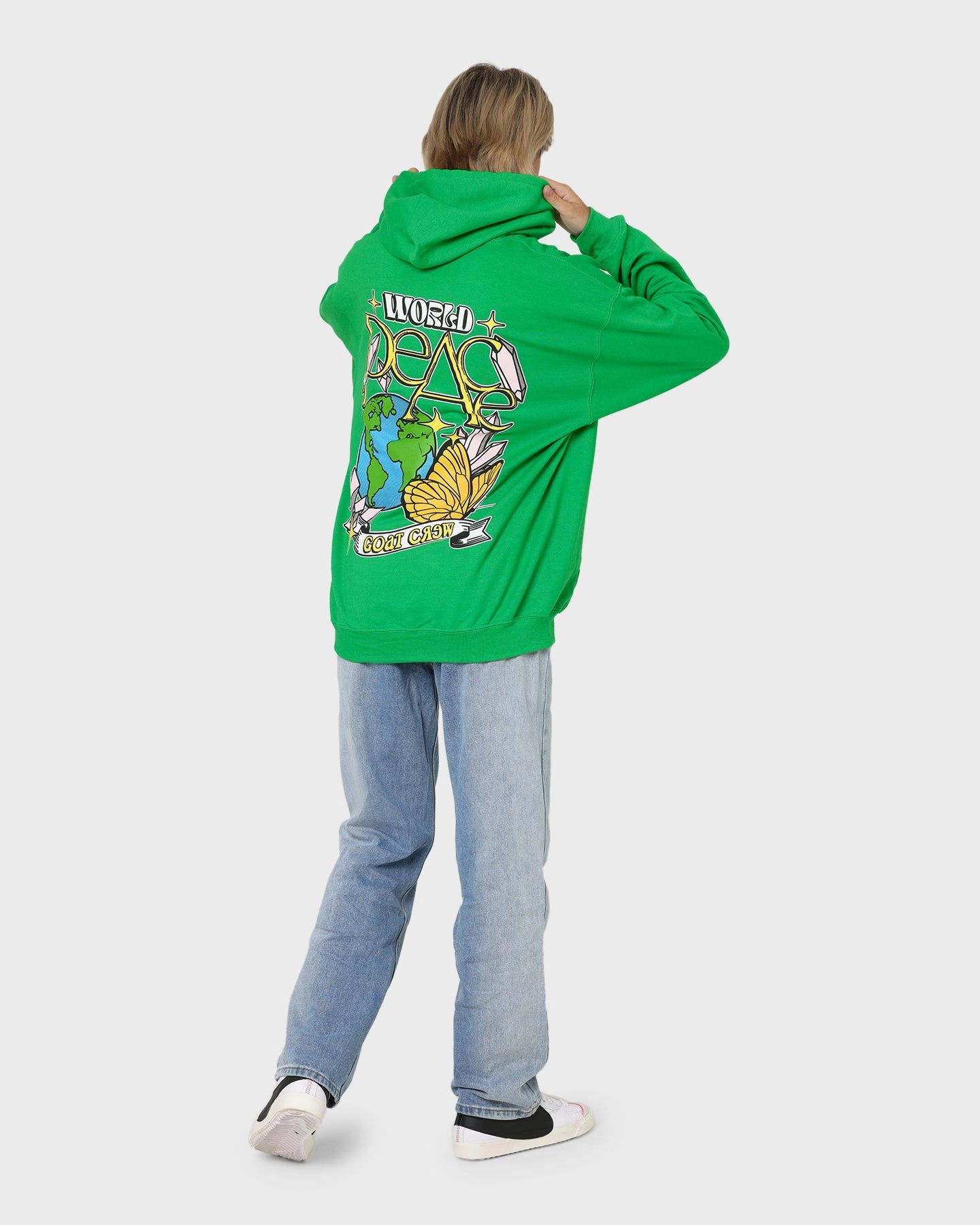 Goat Crew World Peace Hoodie Green gym clothes