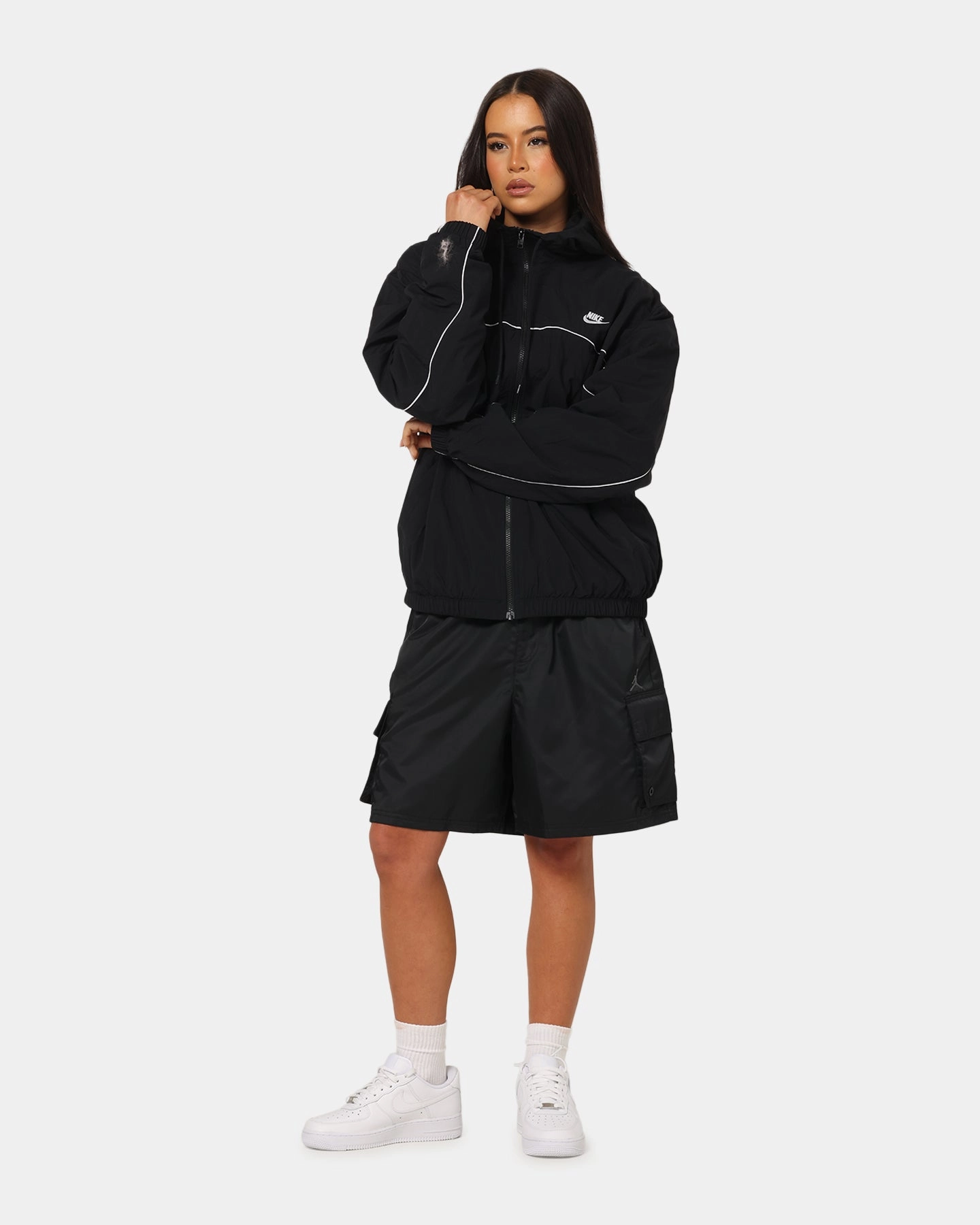 SnapFasteners Nike Club Athlete Hooded Jacket Black/White/White