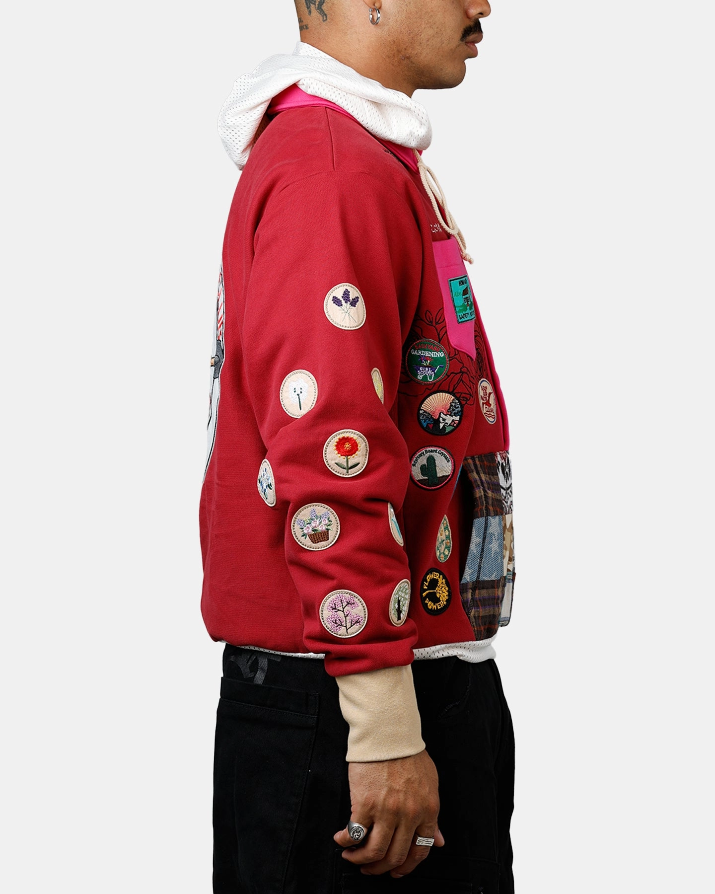 Fresh Look Magnetic Closures ABC Patch Hoodie Rose