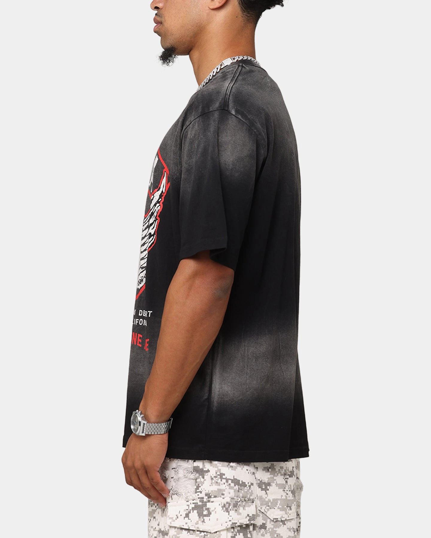 Sporty Layer Look thermal Queens Of The Stone Age Stone Age Vintage T-Shirt Washed Black