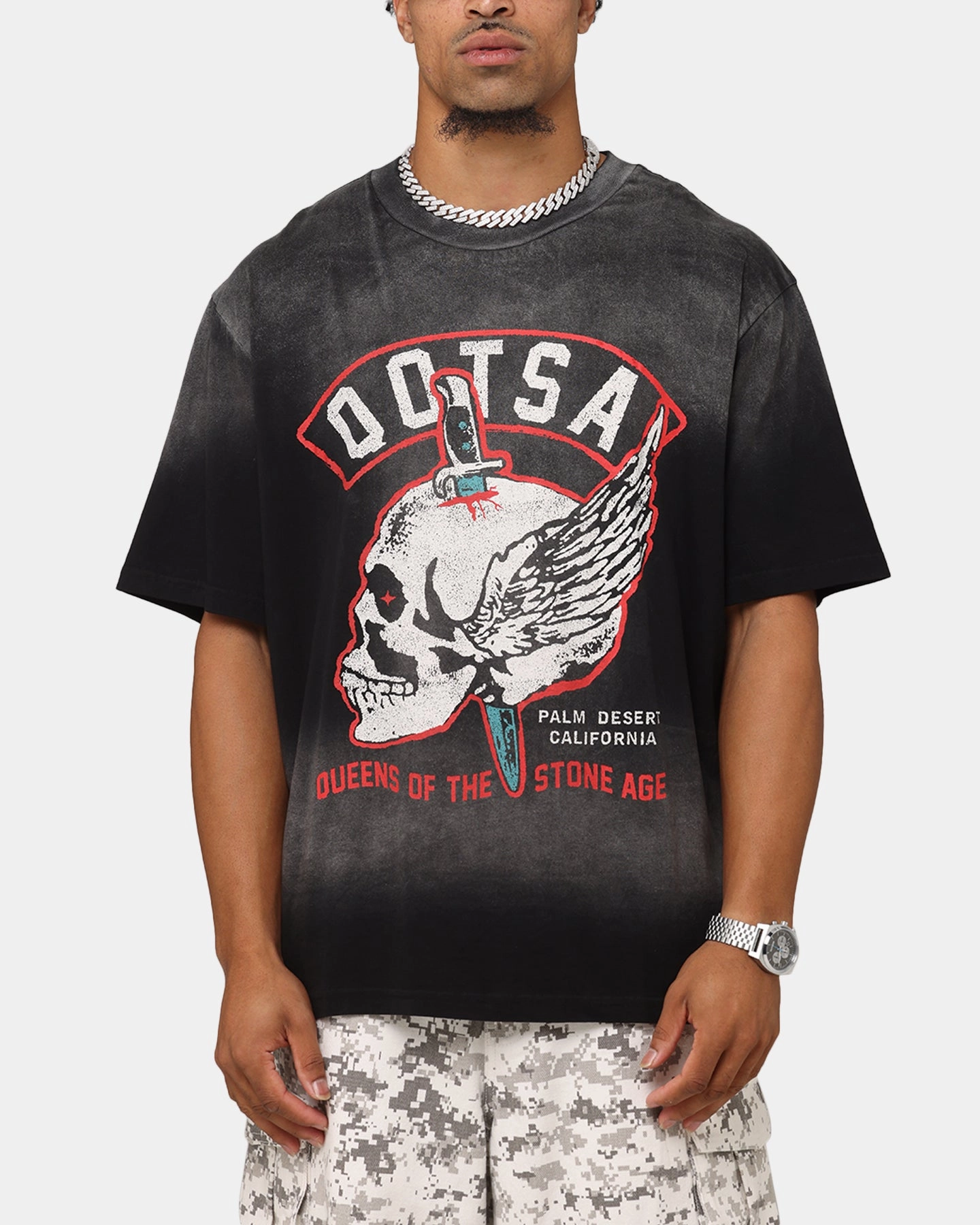 Fit For All Day Queens Of The Stone Age Stone Age Vintage T-Shirt Washed Black