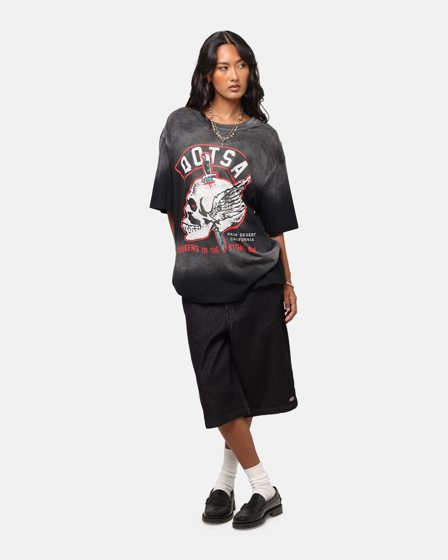 Queens Of The Stone Age Stone Age Vintage T-Shirt Washed Black Stretch Knit Essential Fit