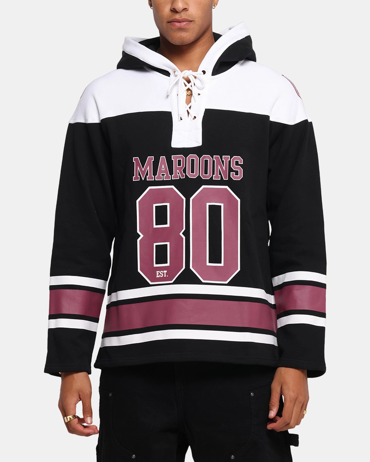 Queensland Rugby League Queensland Maroons Panel Hoodie Black Recycled materials