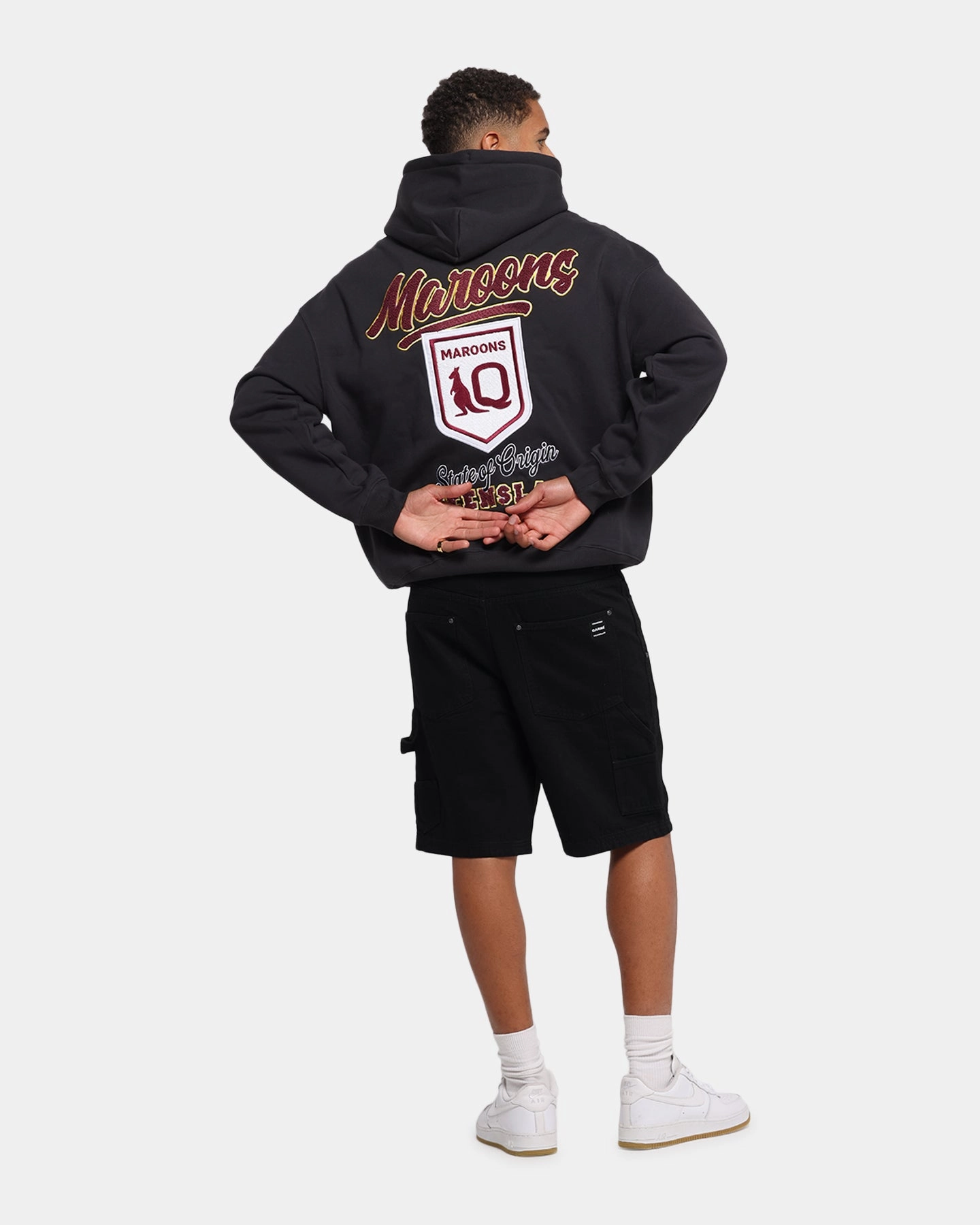 Queensland Rugby League Queensland Maroons State Of Origin Hoodie Faded Black baristas Airflow channels