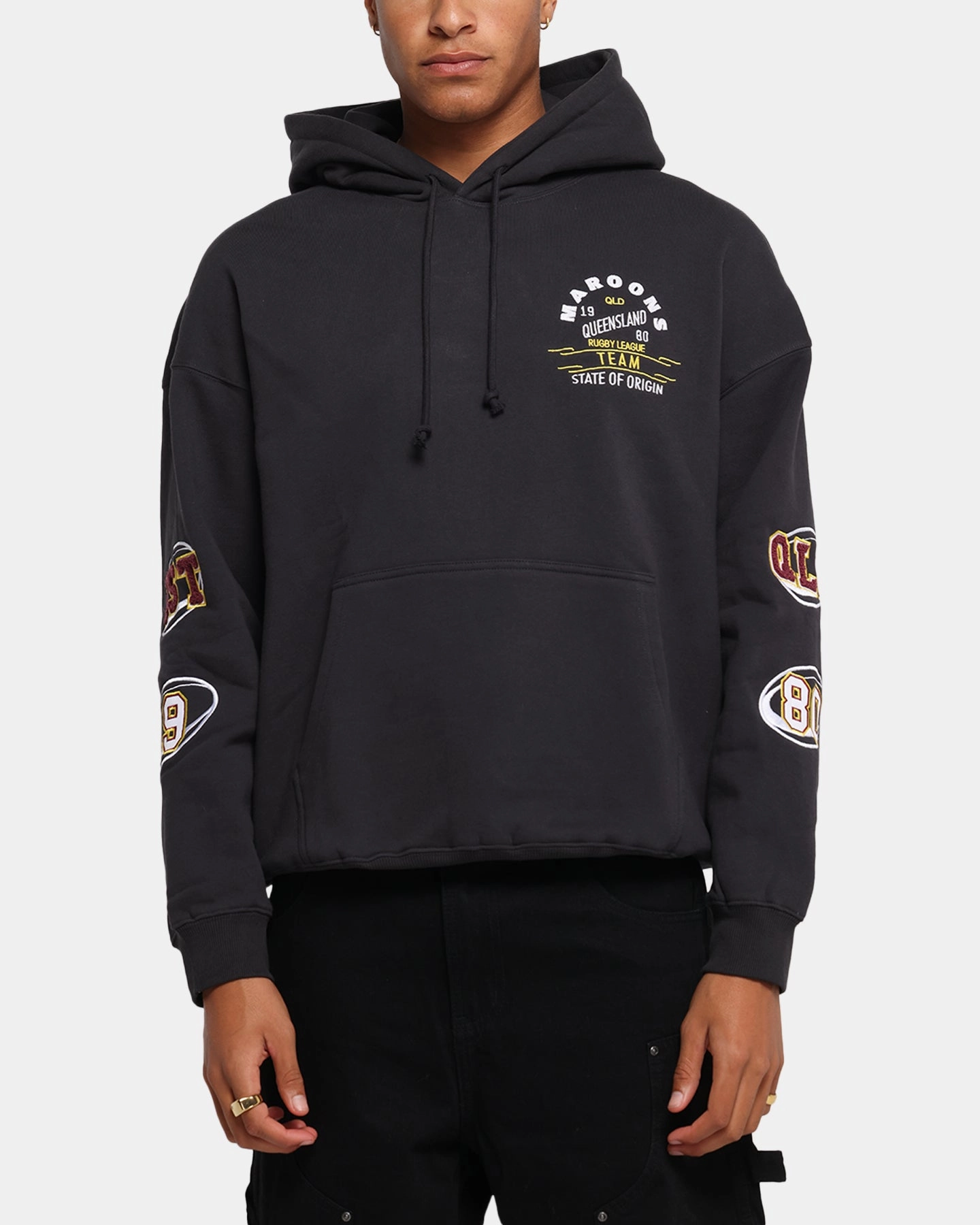 Queensland Rugby League Queensland Maroons State Of Origin Hoodie Faded Black Light Padding