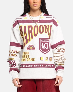 Smart Style Knitwear Essential Queensland Rugby League Queensland Maroons Team Crewneck Silver Marle