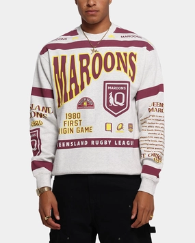 Ventilated Underarm Queensland Rugby League Queensland Maroons Team Crewneck Silver Marle