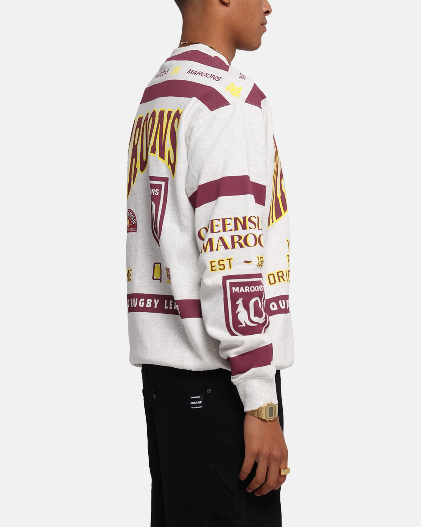 Knitted Layering Queensland Rugby League Queensland Maroons Team Crewneck Silver Marle