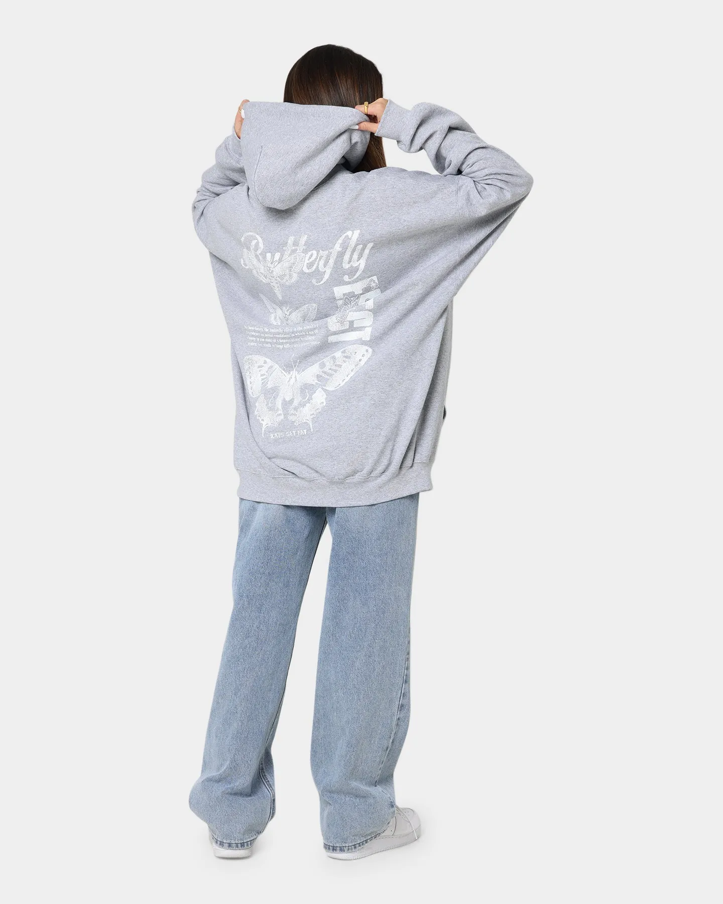 Stretchable Material Seasonal Wear Rats Get Fat Butterfly Effect Hoodie Grey