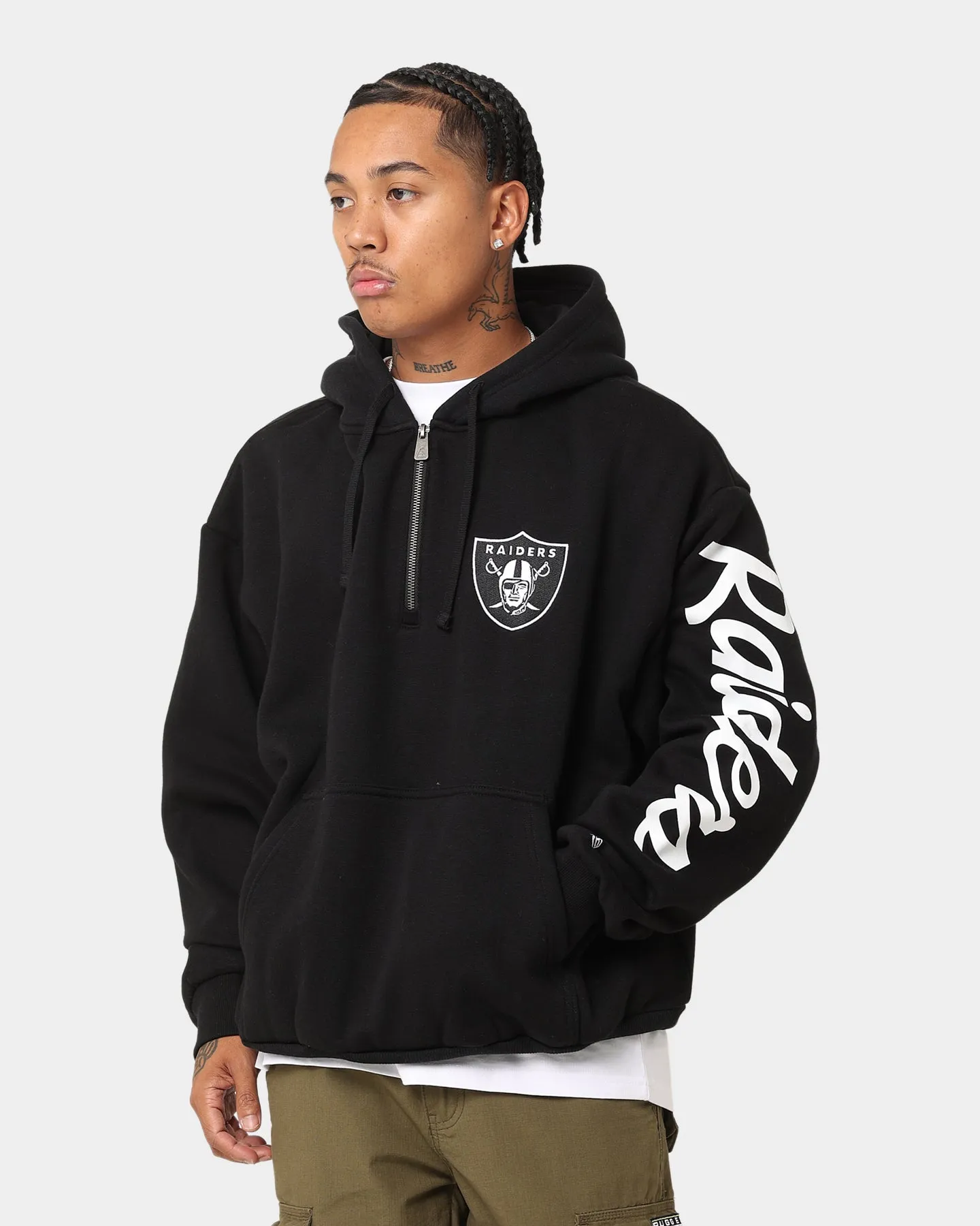 New Era Las Vegas Raiders Sleeve Script Hoodie Black/White Antiperspirant