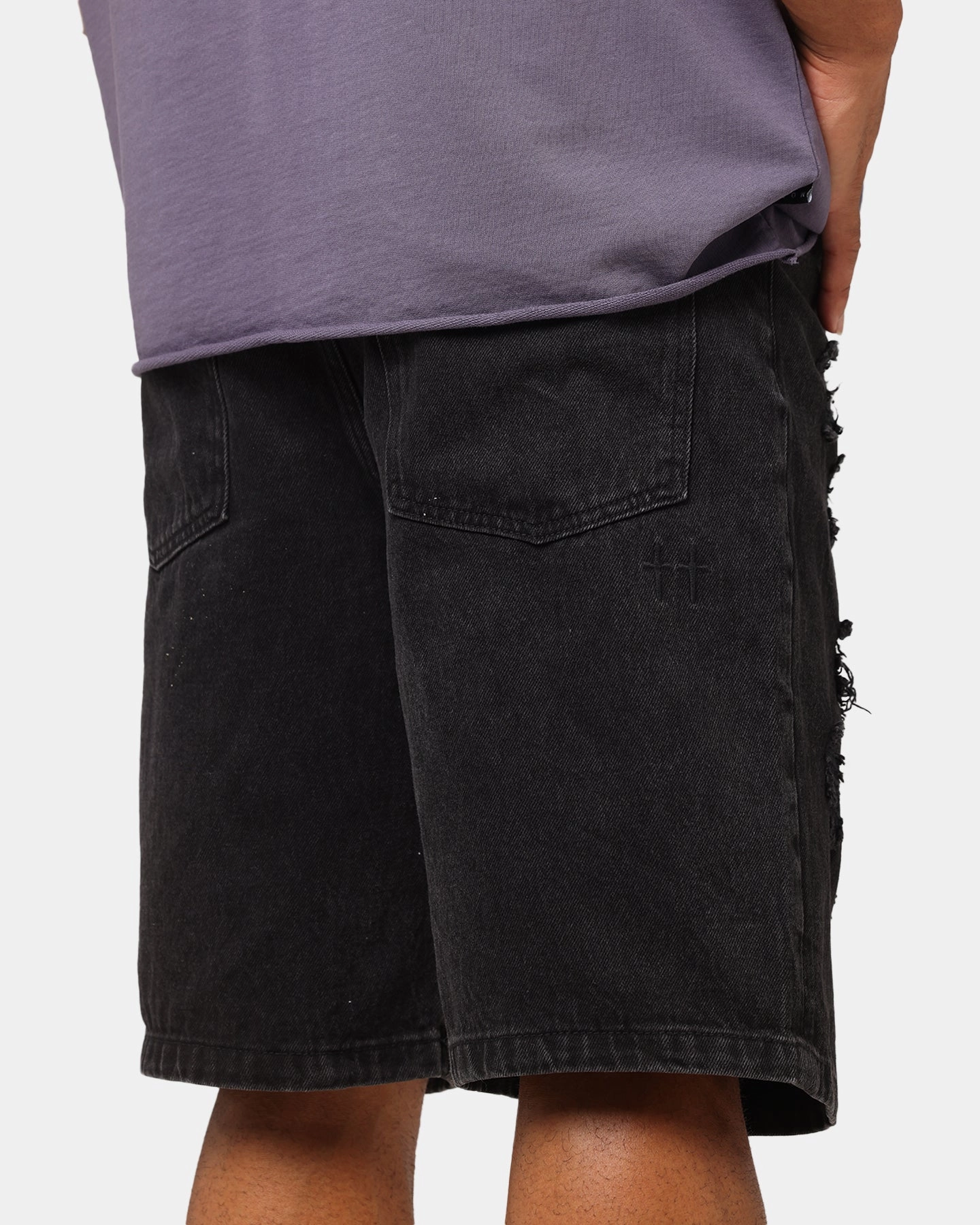 Saint Morta Disrupt Denim Shorts Washed Black Foldable style Ripstop Material