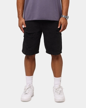 Saint Morta Disrupt Denim Shorts Washed Black Lightweight Material Light Reflective Trim