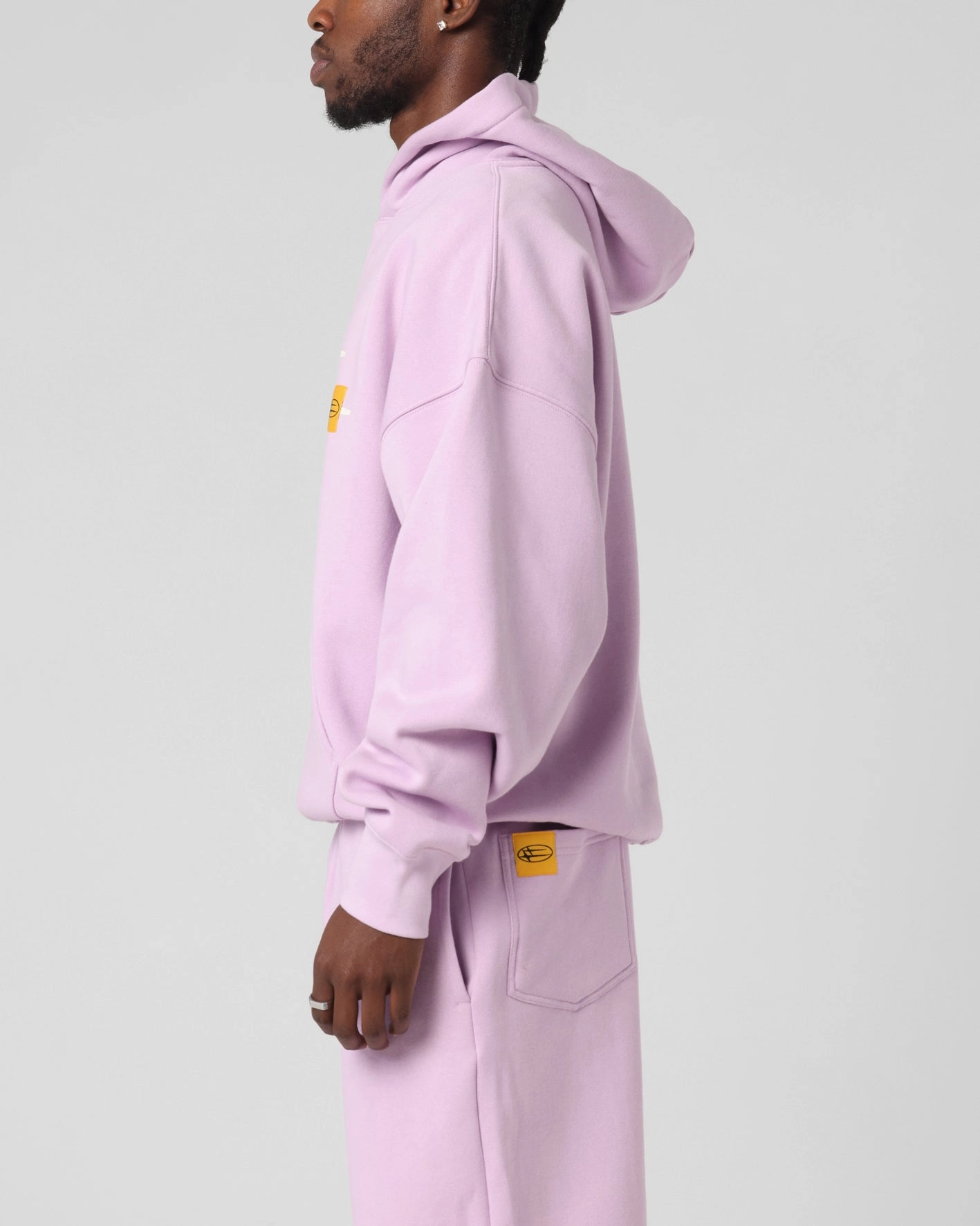 Dual Pocket Configuration stretchy texture Loiter Hybrid Premium Hoodie Lilac