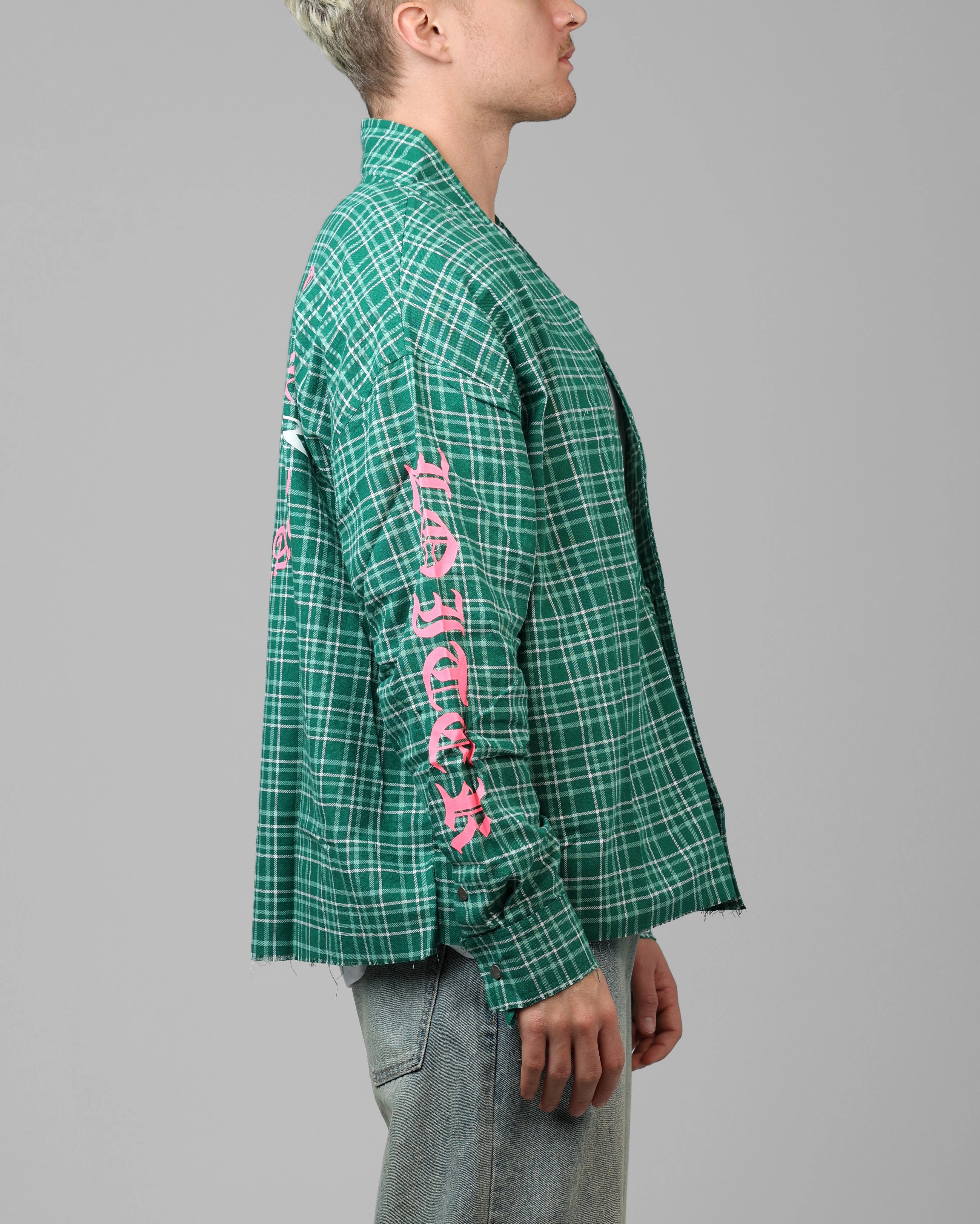 Loiter Kimono Flannel Green Adjustable