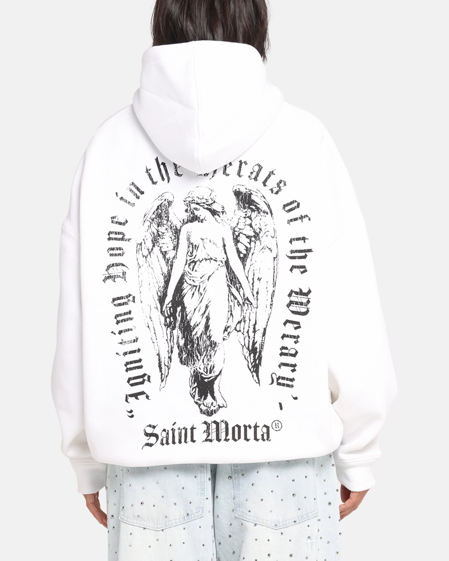 Coffee Run Numbat - Saint Morta Weiry Hearts Boxy Hoodie White