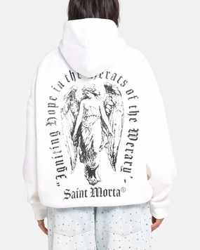 Coffee Run Numbat - Saint Morta Weiry Hearts Boxy Hoodie White