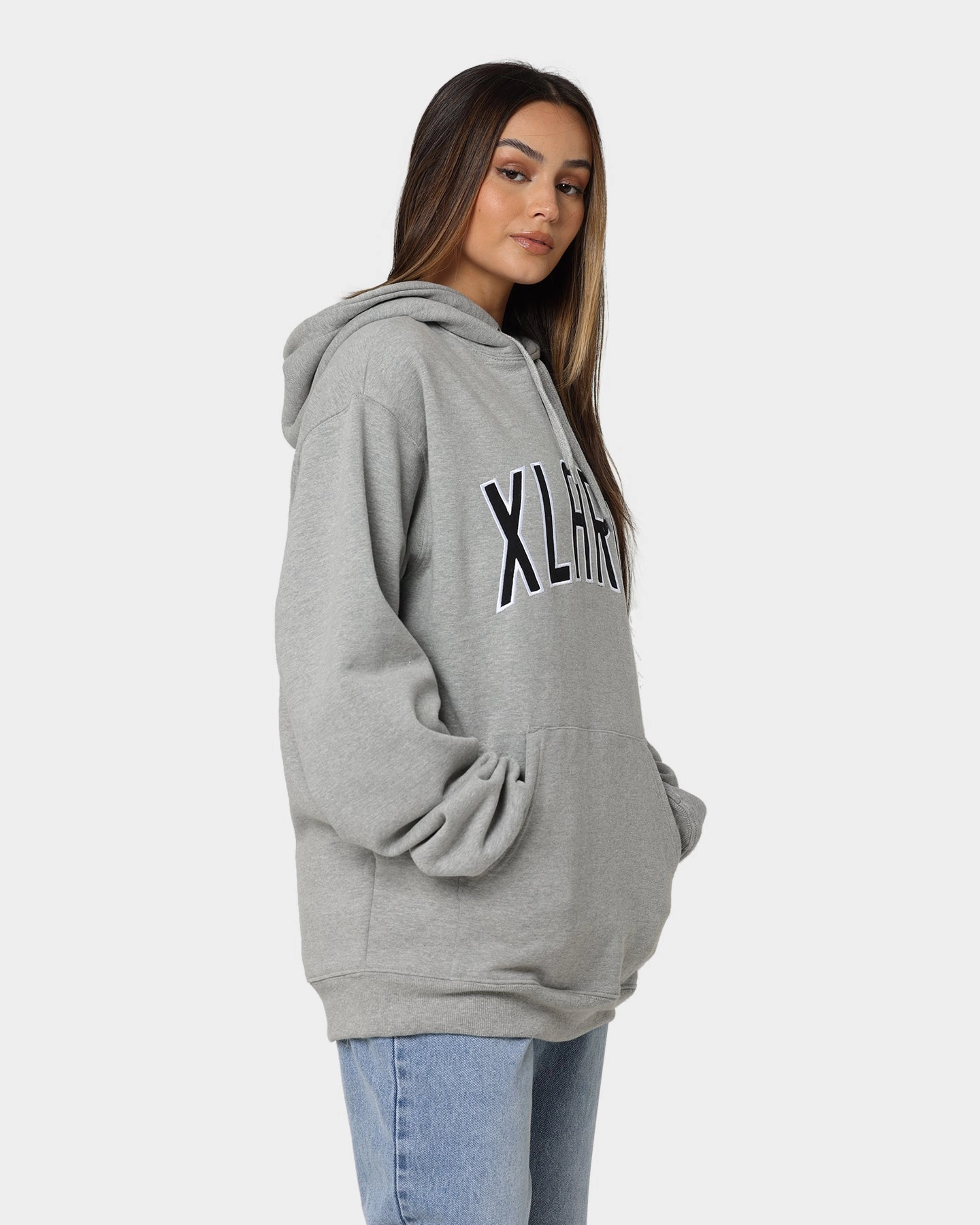 XLARGE Conference Hoodie Grey Marle Urban Detail High-Tech Fabric