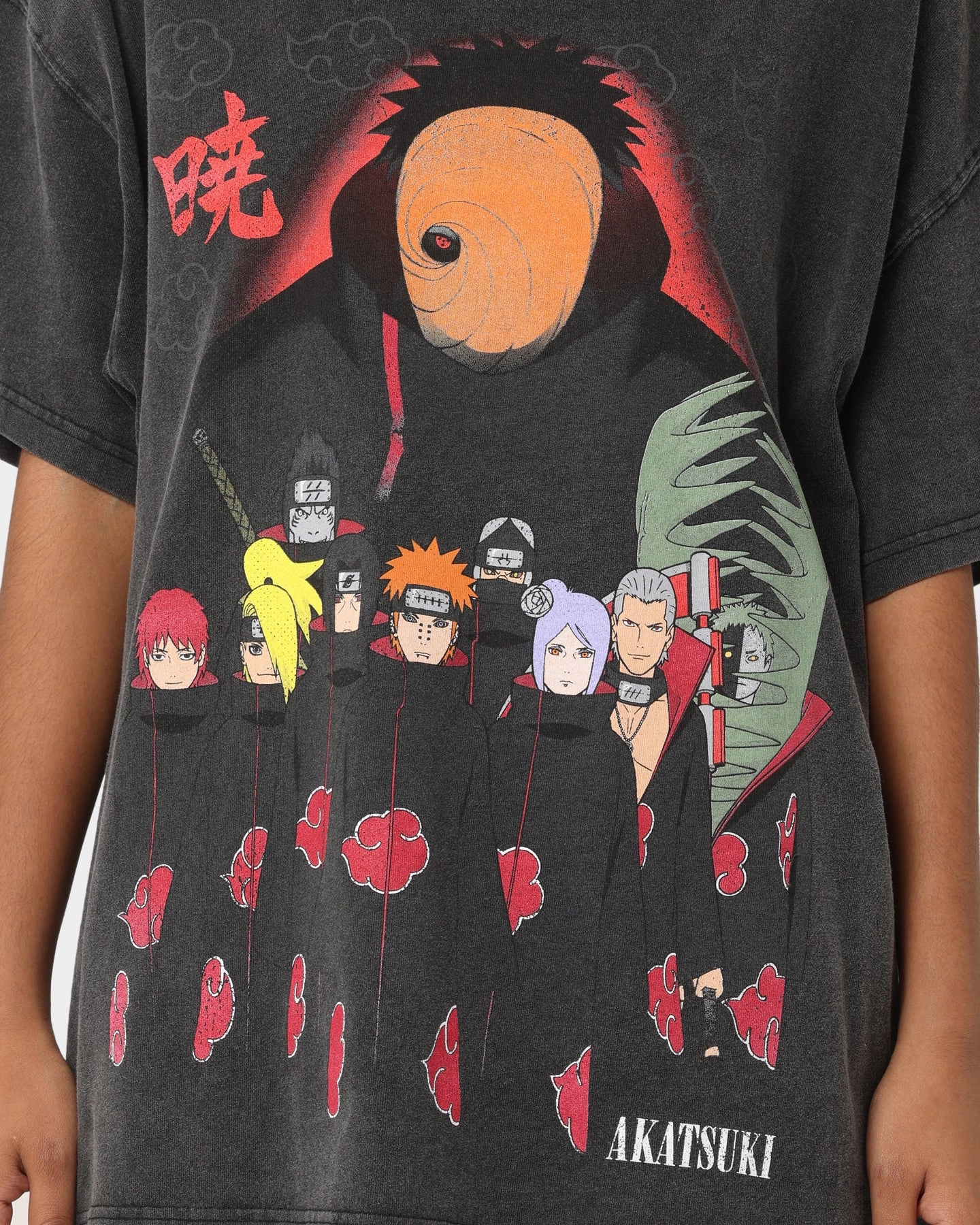 Reinforced Shoulder Stitching Goat Crew X Naruto Akatsuki Organic Heavyweight Vintage T-Shirt Vintage Black