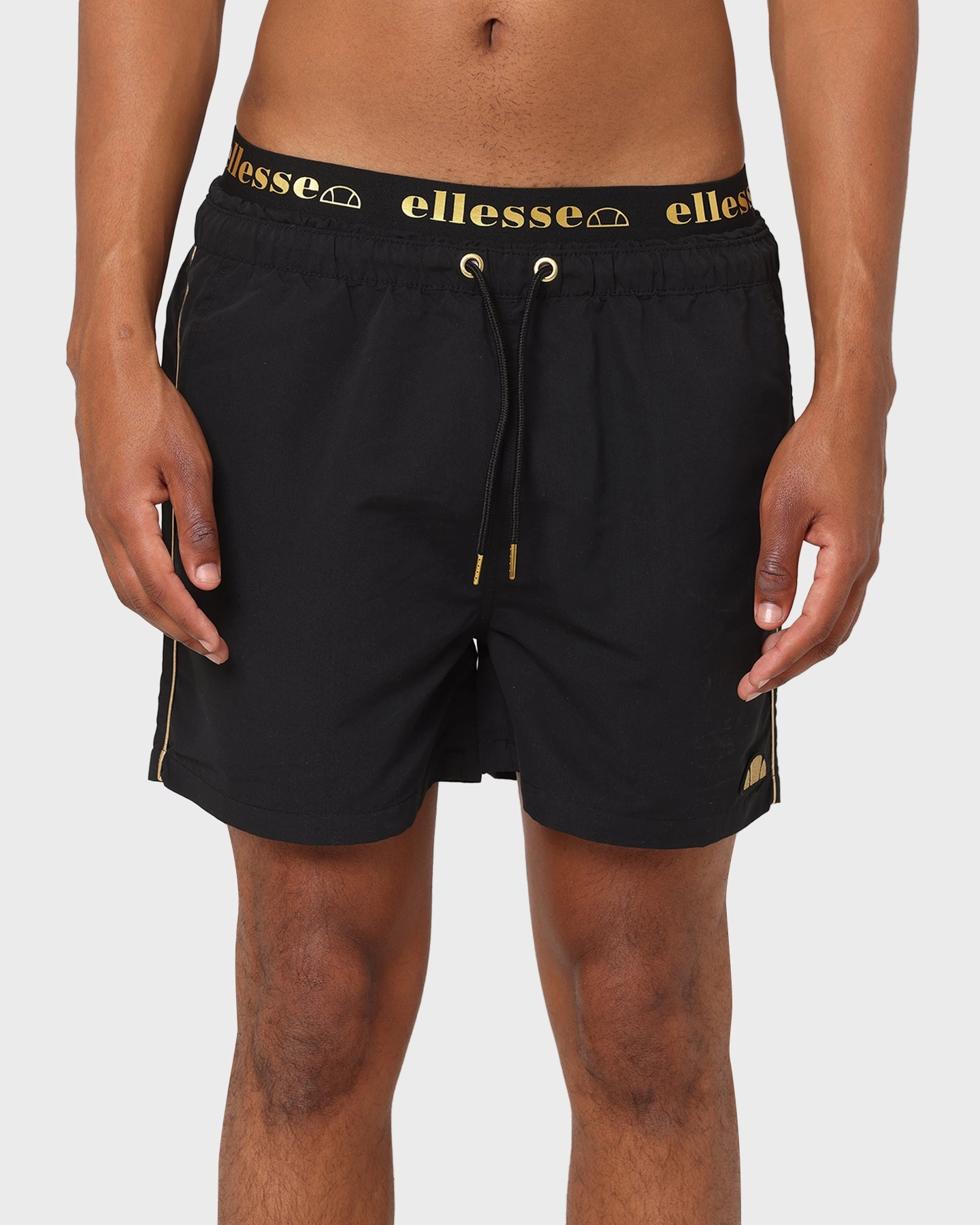 Pre Shrunk Cotton Blend Tear Resistant Panels Ellesse Salcko Swim Shorts Black