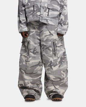 Layered Panel Design Tear Resistant Loiter Combat Cargo Pants Snow Camo