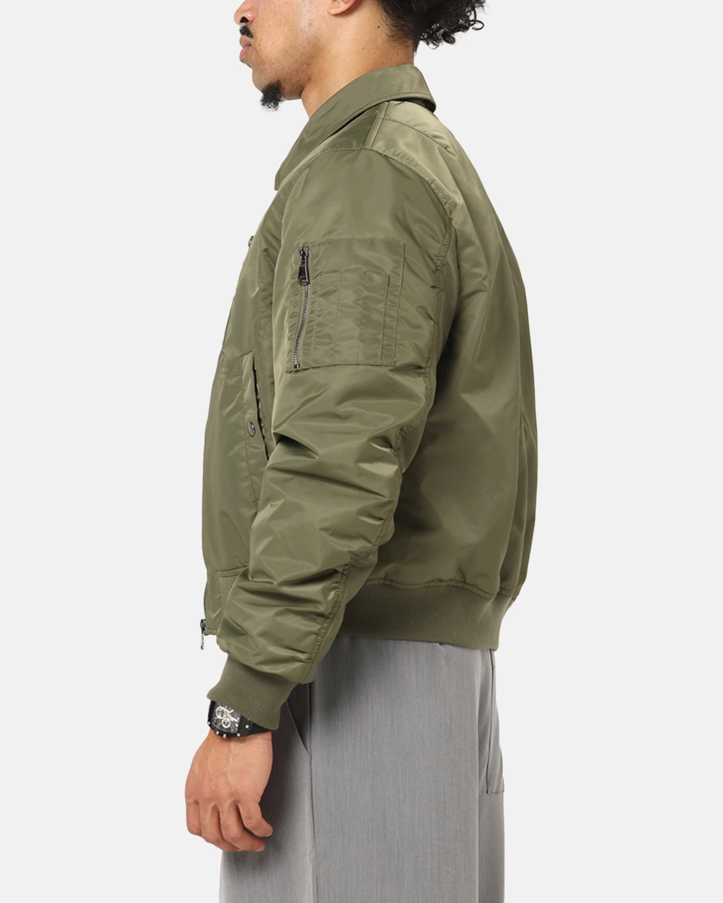 XXIII Collared Bomber Jacket Khaki MultiPocket Design