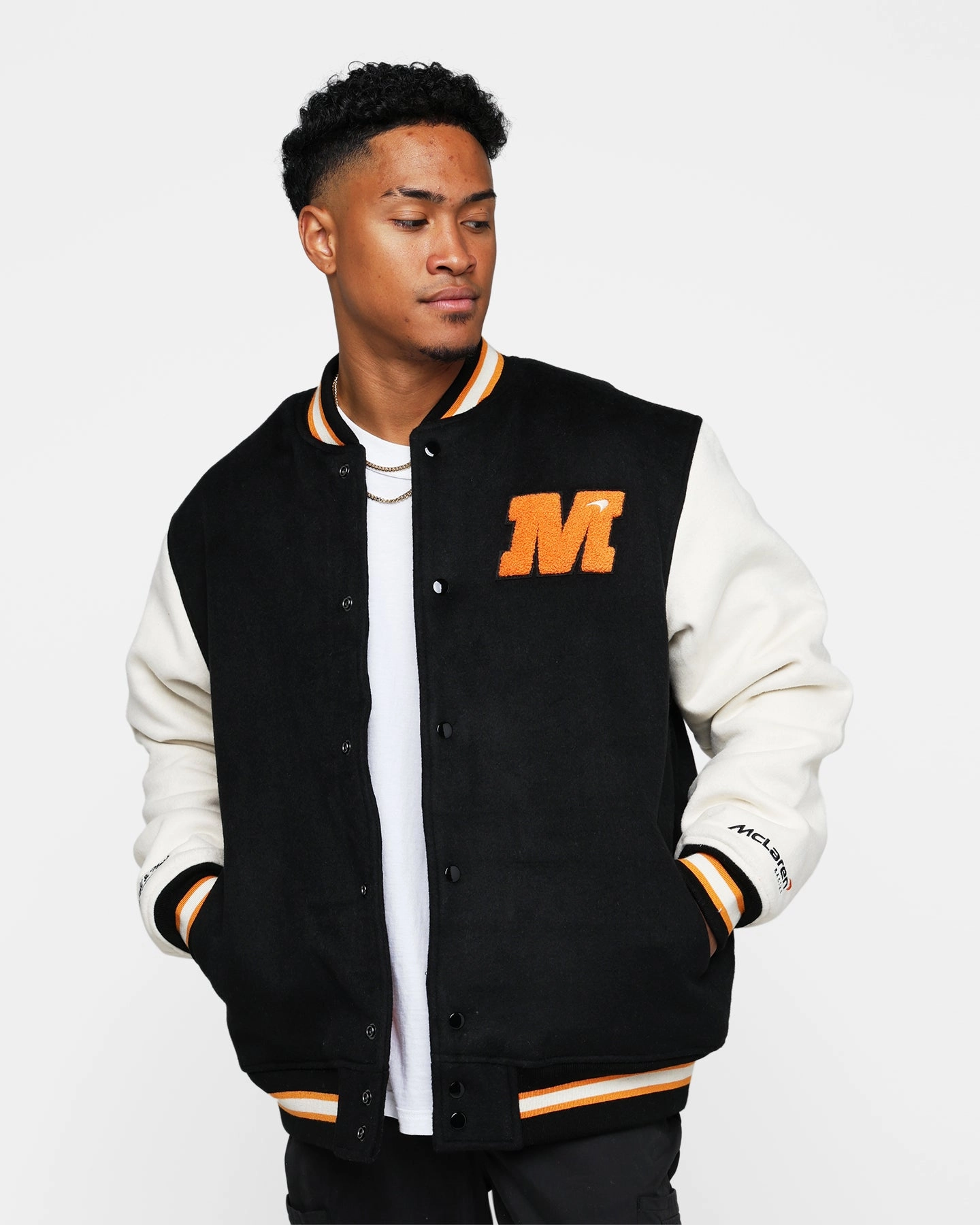 Weekend Fit Mitchell & Ness X McLaren Racing Varsity Jacket Black/Cream