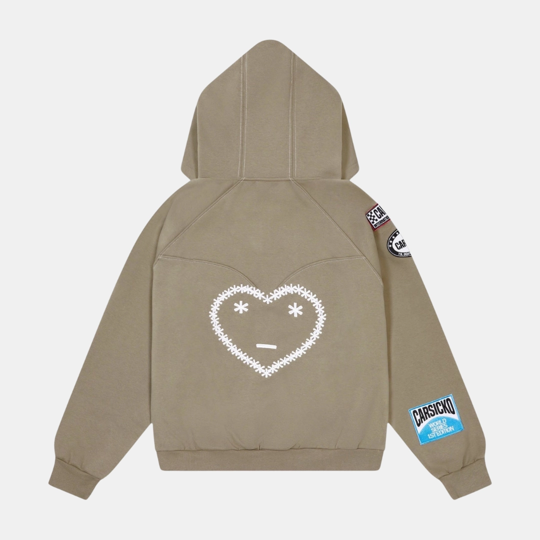 AntiOdorTechnology High-waisted Carsicko Racing Club Hoodie - Cream