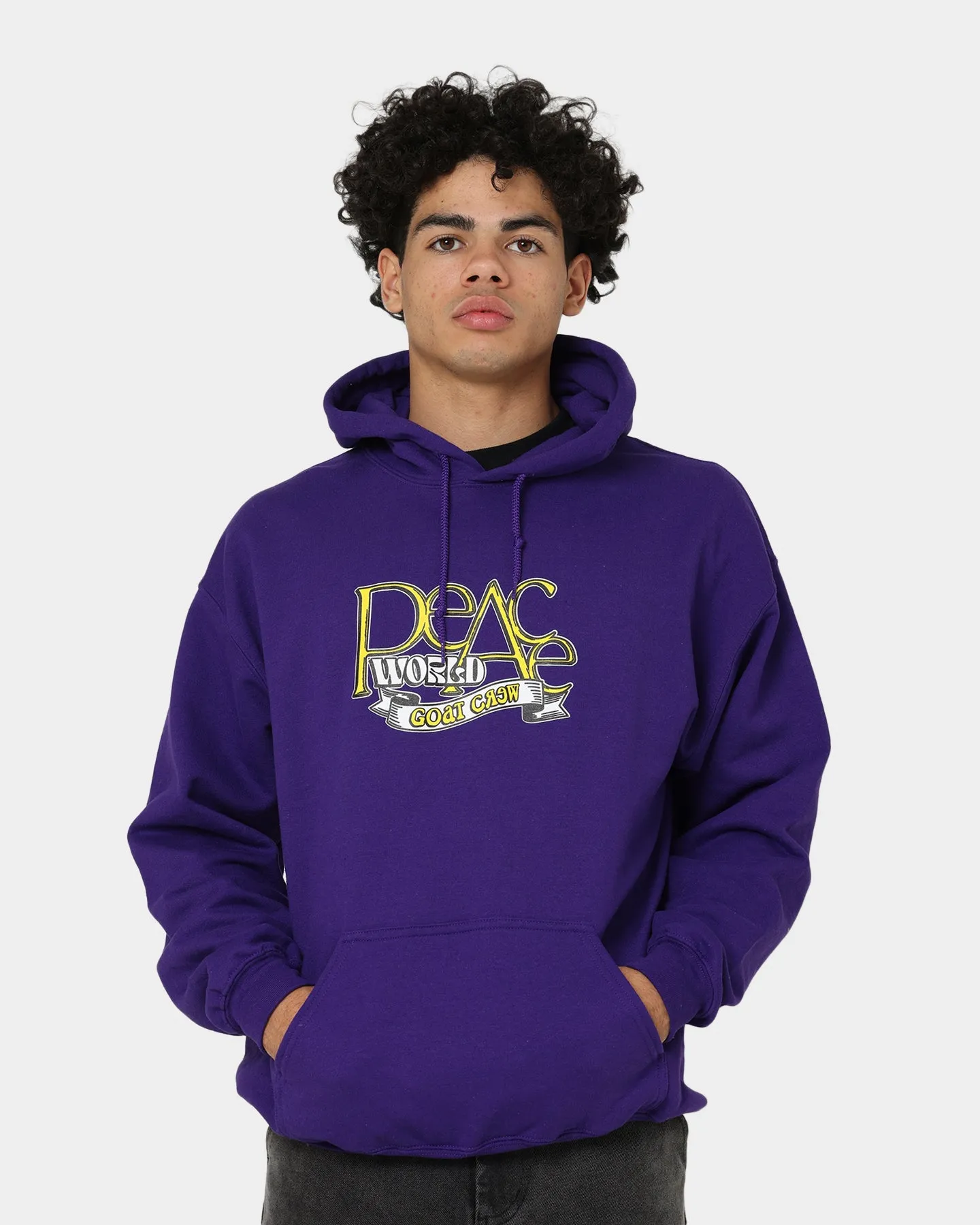 Goat Crew World Peace Hoodie Purple Bonnet Faux Fur