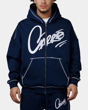 Carre Corrupt Hoodie Navy Adjustable Waist Tabs Pocket-square