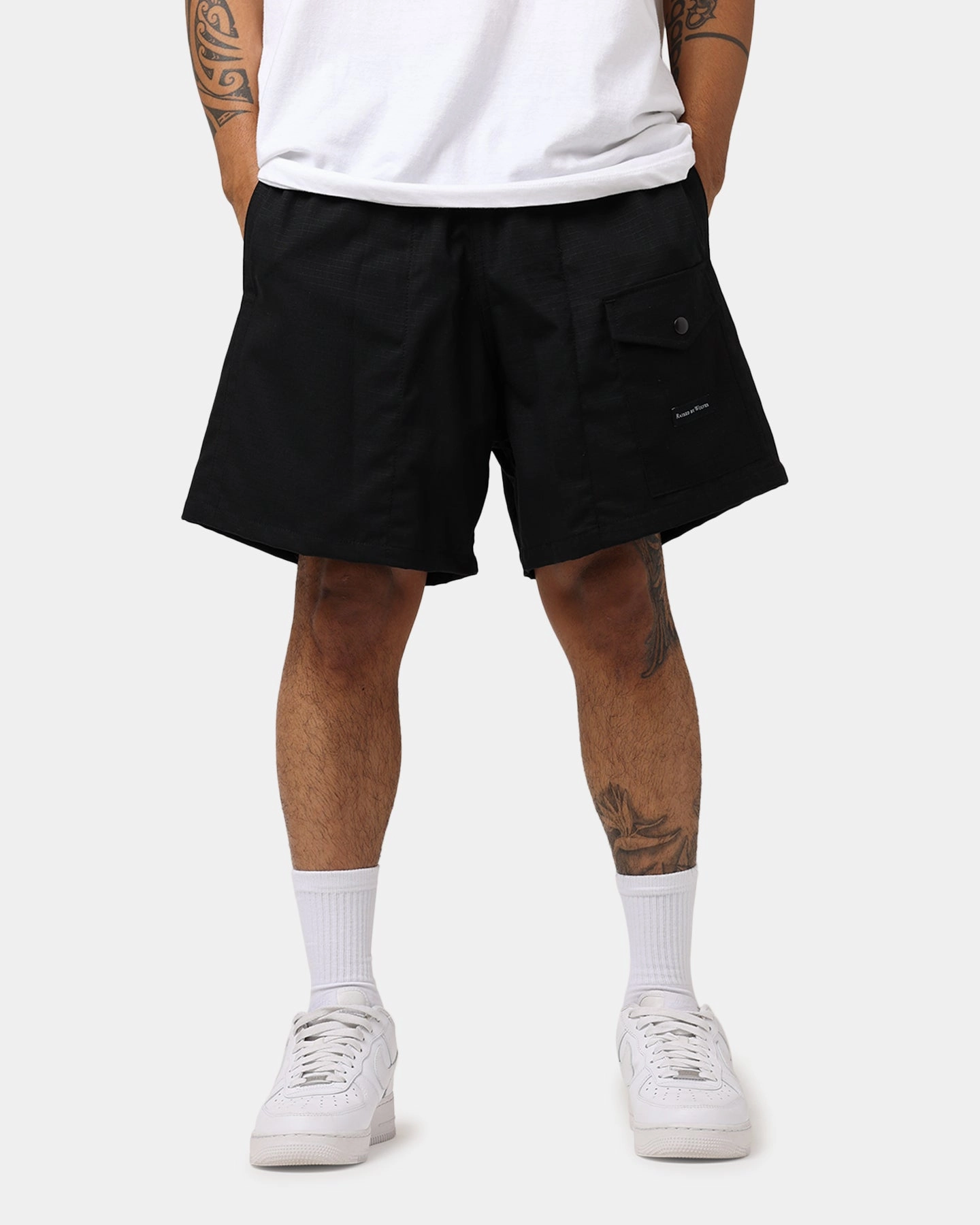 Breathable Mesh Panels Raised By Wolves Barbarian Ripstop Camp Shorts Black