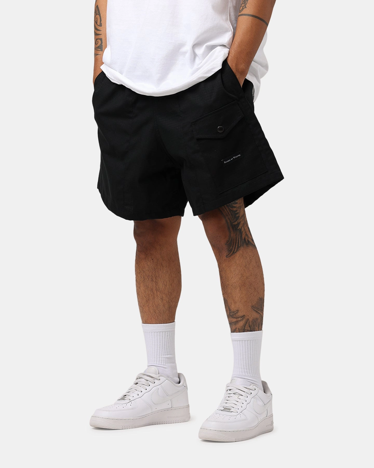 Raised By Wolves Barbarian Ripstop Camp Shorts Black Mesh Ventilation Zones