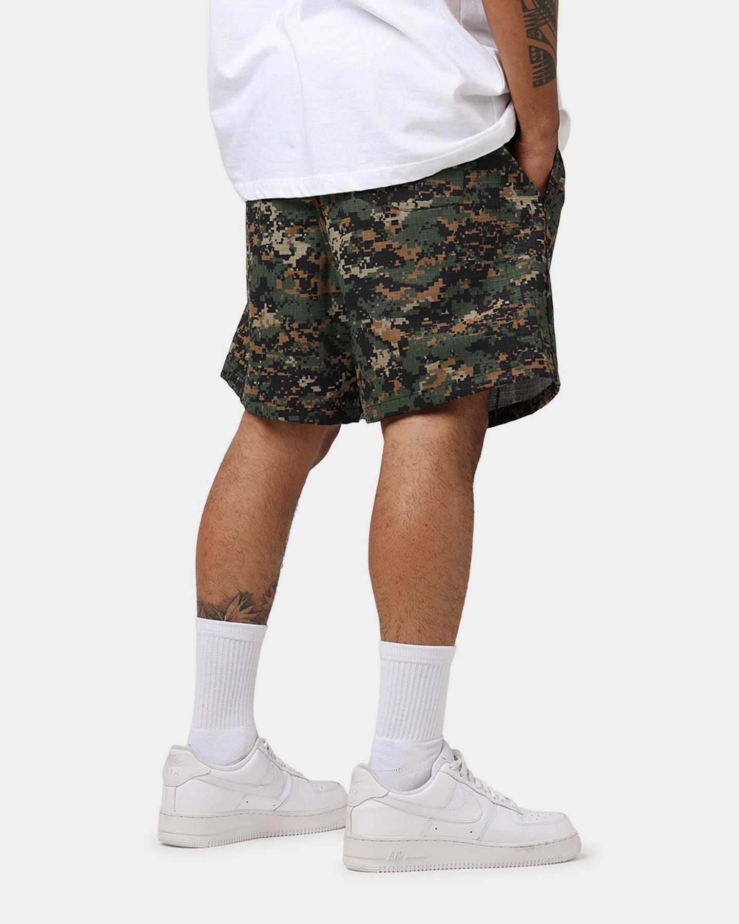 Raised By Wolves Barbarian Ripstop Camp Shorts Green Digi Camo Outdoor Days